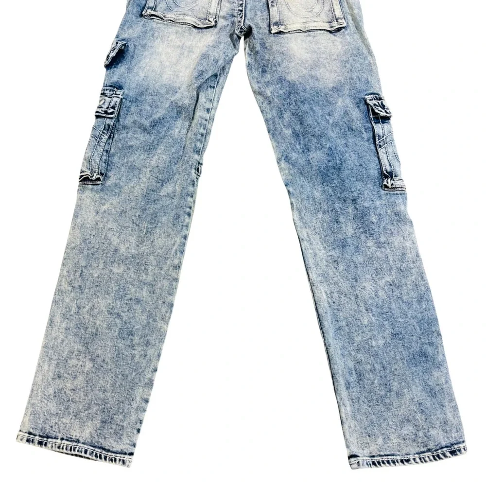True Religion Ricki Relaxed Straight Carpenter Cargo Blue Denim Jeans 27 (4) - Picture 11 of 12